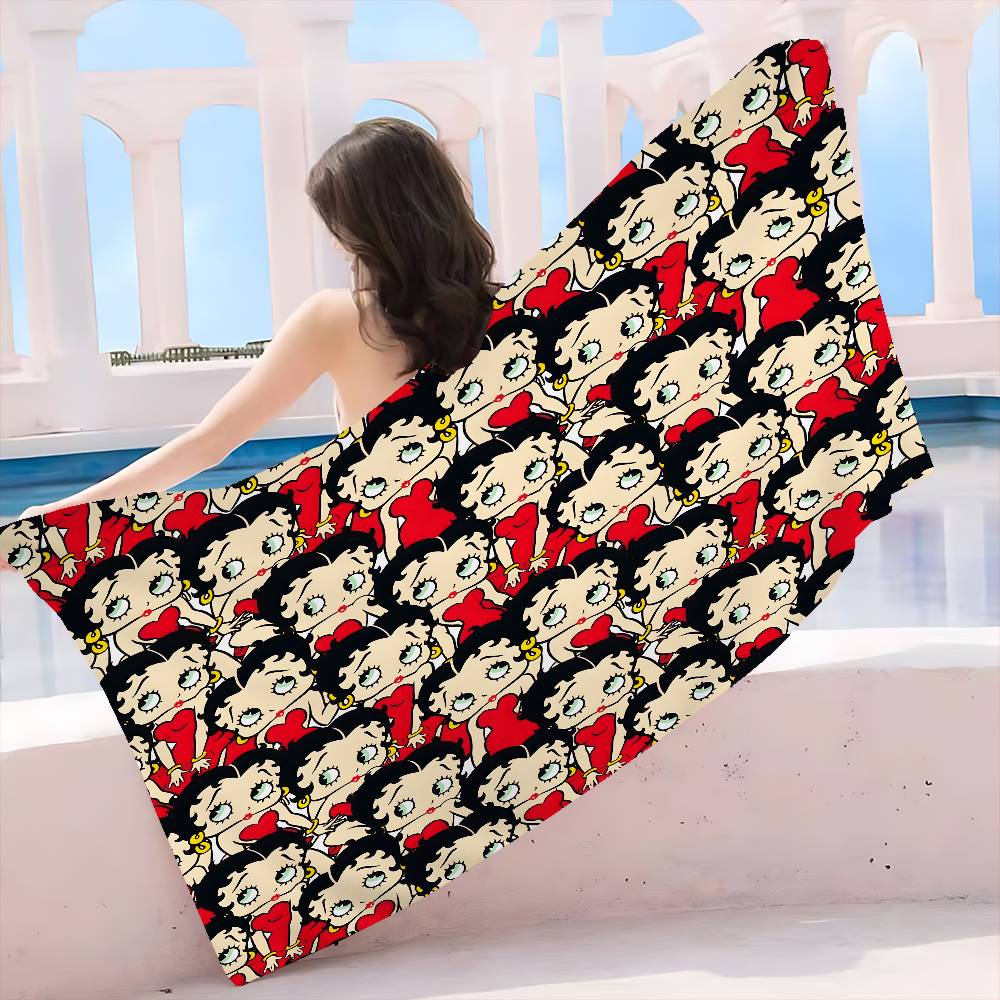 Anime B-Bettys B-Boops Microfiber Beach Towel Absorbent Quick Dry Soft Yoga Swimming Resort Mountain Climbing Towel