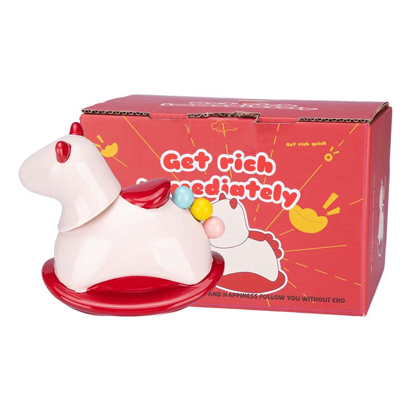 Festive 304 Stainless Steel Fruit Pick Set with Rocking Horse Holder 304 Stainless Steel Fruit Pick