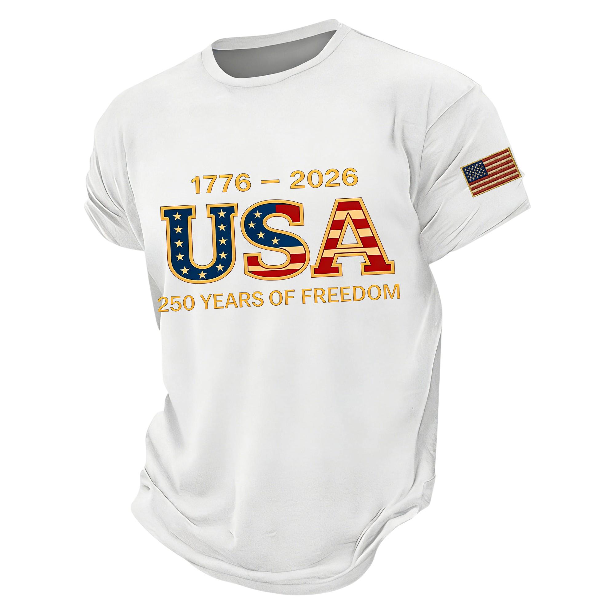 

USA 250 Years of Mens Graphic T-Shirts 4th of July Shirts for Men Flag Shirt Fourth of July Shirts for Men XL білий