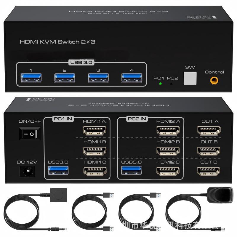 Dual-Port KVM Switch with HDMI - 8K Ultra HD, 4K 120Hz, USB 3.0 for Two Computers