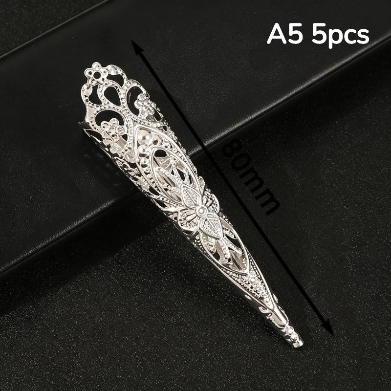 Peacock Belly Dance Prop False Nails 5Pcs Shiny Indian Thai Dance Finger Jewelry for Stage Performance