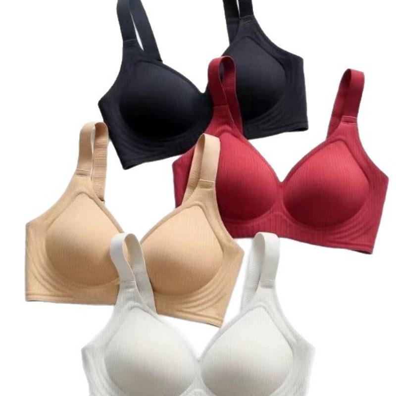 Women Seamless Wide Strap Full Cup Anti Sag Push Up Breathable Side Support Bra