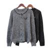 Knitted cardigan autumn and winter new loose sequined bow sweater jacket women