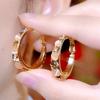 1PAIR Coffee Flash Diamond Opal Earrings Round Face Tiancai Skinny Earrings Premium Temperament Ear Buckles Earrings