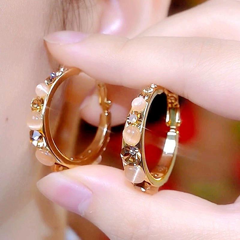 Набор золотых серьг-колец для женщин, модные ювелирные изделия, подарок для нее