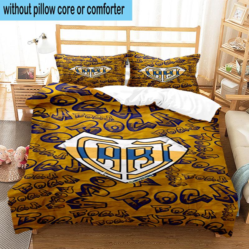 3pcs Boca Juniors Football Club Design Bedding Set Duvet Cover Closure Includes 1 Duvet Cover & 2 Pillowcases Bedding Sets Home Decor Gifts