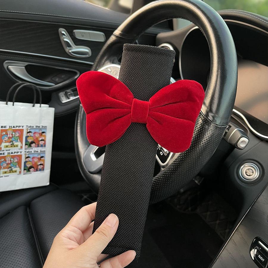 Cute Bow Car Seat Belt Shoulder Cover Car Safety Belt Cover Anti-stranglehold Car Interior Accessories Girl Gift
