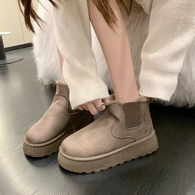 Fashion Winter Boots Women New Rubber Thick Sole Ankle Boots for Outdoor Elevated Comfort Warm Walking Cotton Shoes Fashion Snow Boots