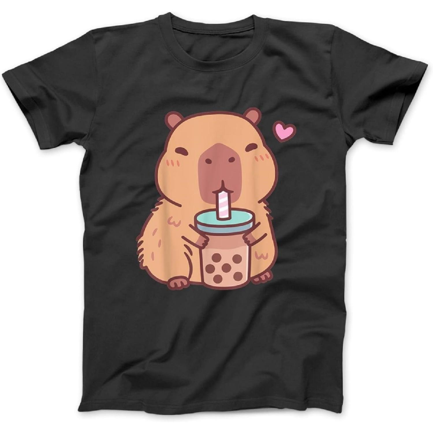 

Cute Capybara Kawaii Anime Drinking Bubble Tea Lover Girls T-Shirt, Sweatshirt, Hoodie for Men Women Kids Made in Canada Black XXXXXL різнокольоровий