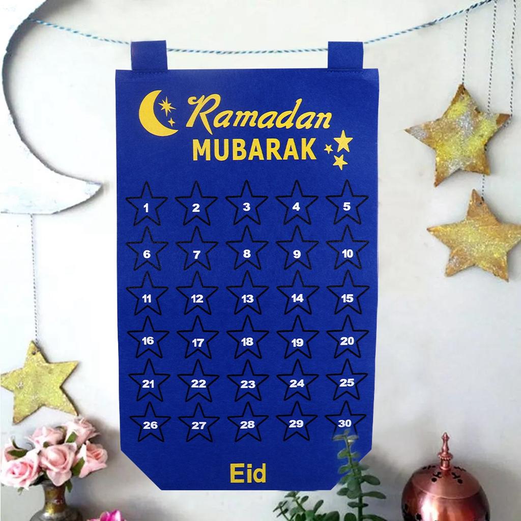 DIY Eid Mubarak Felt Ramadan Calendar With Pocket for Kids Gifts Countdown Calendrier Ramadan 2025 Kareem Muslim Party Decor