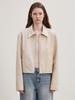 Le Faux Leather Minimal Jacket (Ecru)