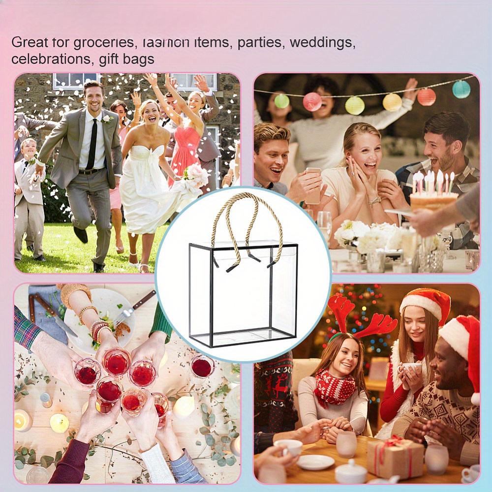 6pcs Clear PVC Plastic Gift Box with Polyester Cord Rectangle Transparent Gift Box with Black Edge