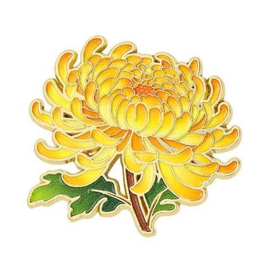 Flower Gods Brooch, Metal Pin Badge with UV Printed, Peony Plum Blossom Design Lapel Pin for Hanfu And Chinese Style Wear