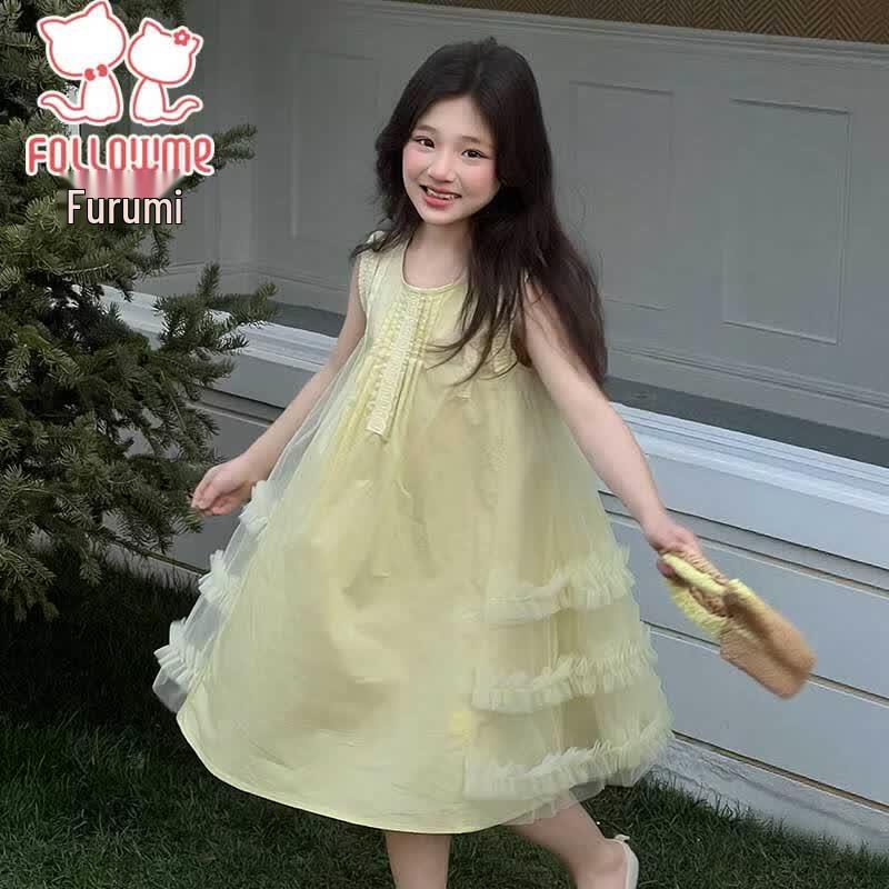 Fuluomi Girls' Sleeveless Mesh Princess Dress