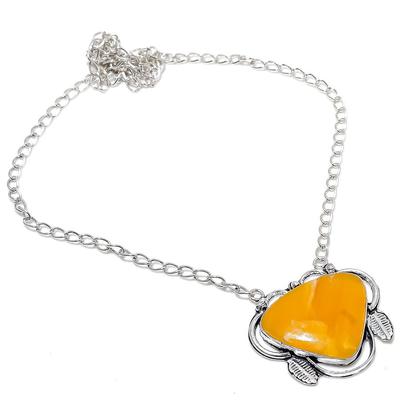 Natural Yellow Fluorite Gemstone 925 Sterling Silver Gift Necklace 18" T7Z45