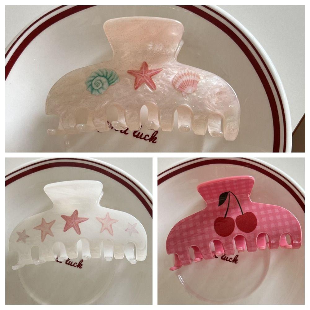 Acetate Starfish Hair Claw Cherry Sea Star Grab Clip Fashion Acetic Acid Hair Clip  Vacation