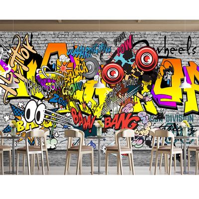 Graffiti Wall Mural European Hand-Painted Graffiti Mural Suitable For Bedroom Living Room Restaurant Wallpaper