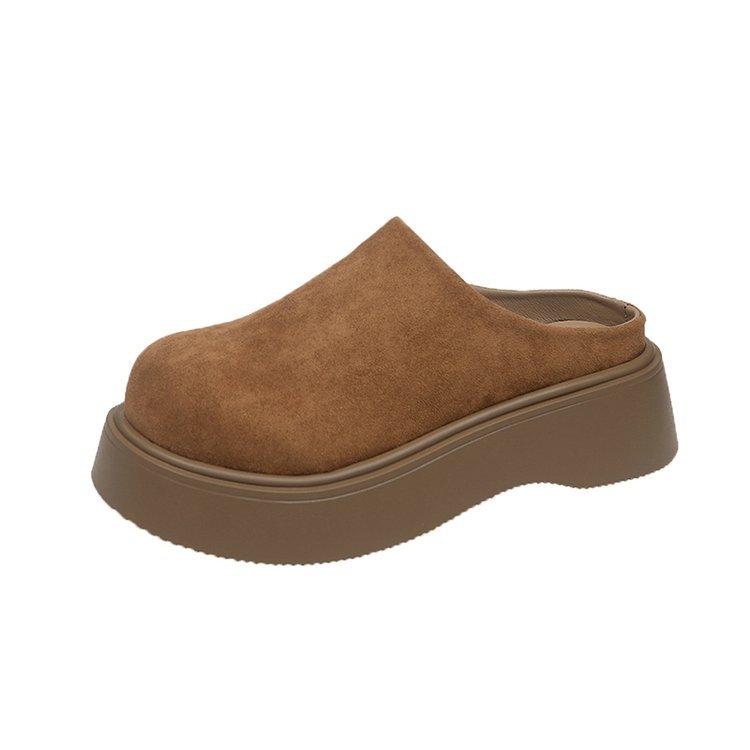 Half a pack of slippers to wear outside 2025 spring new thick-soled Korean version single shoes half a tow Boken shoes women's bag head half slippers