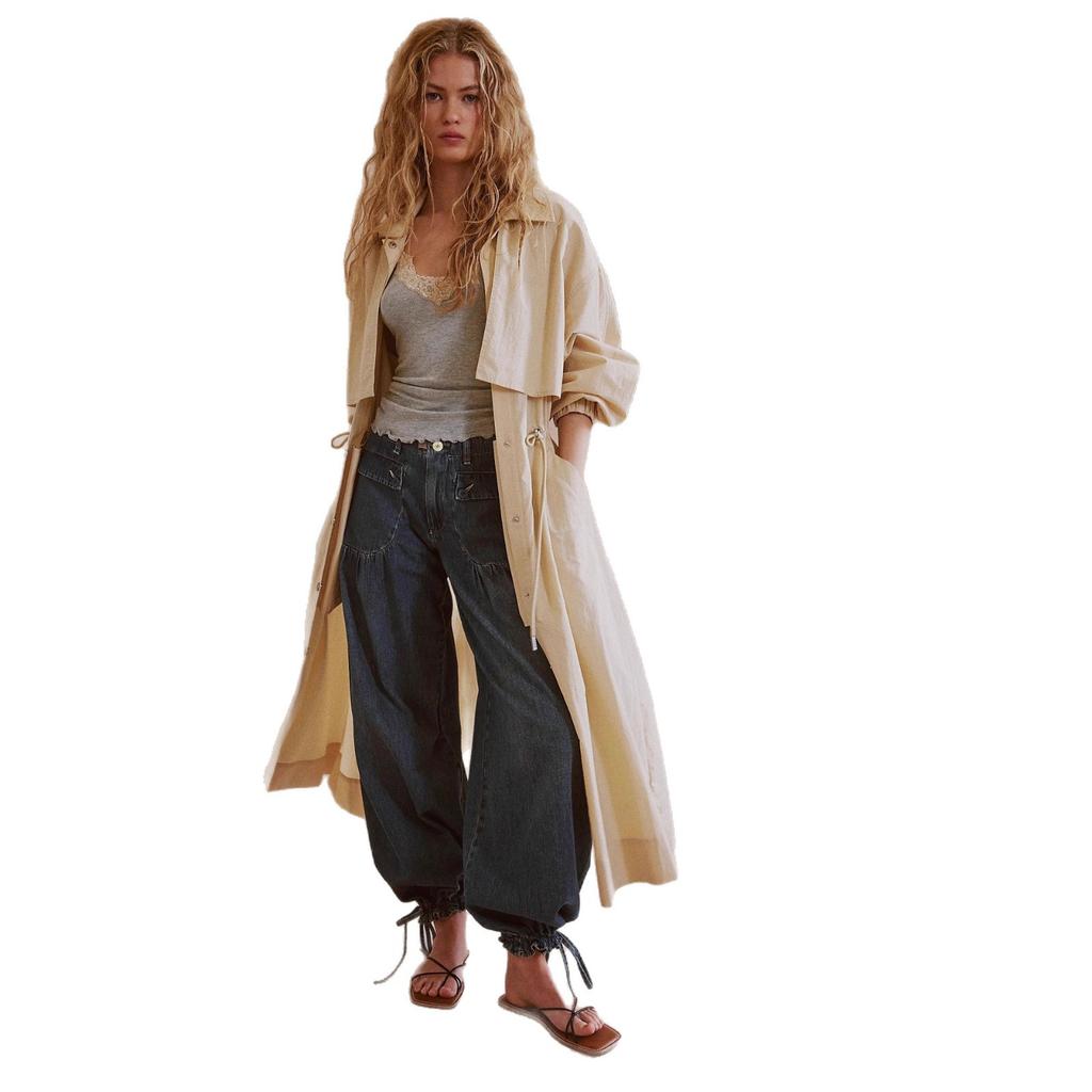 European, American mid-waist non-elastic foot loose retro jeans women, women's jeans