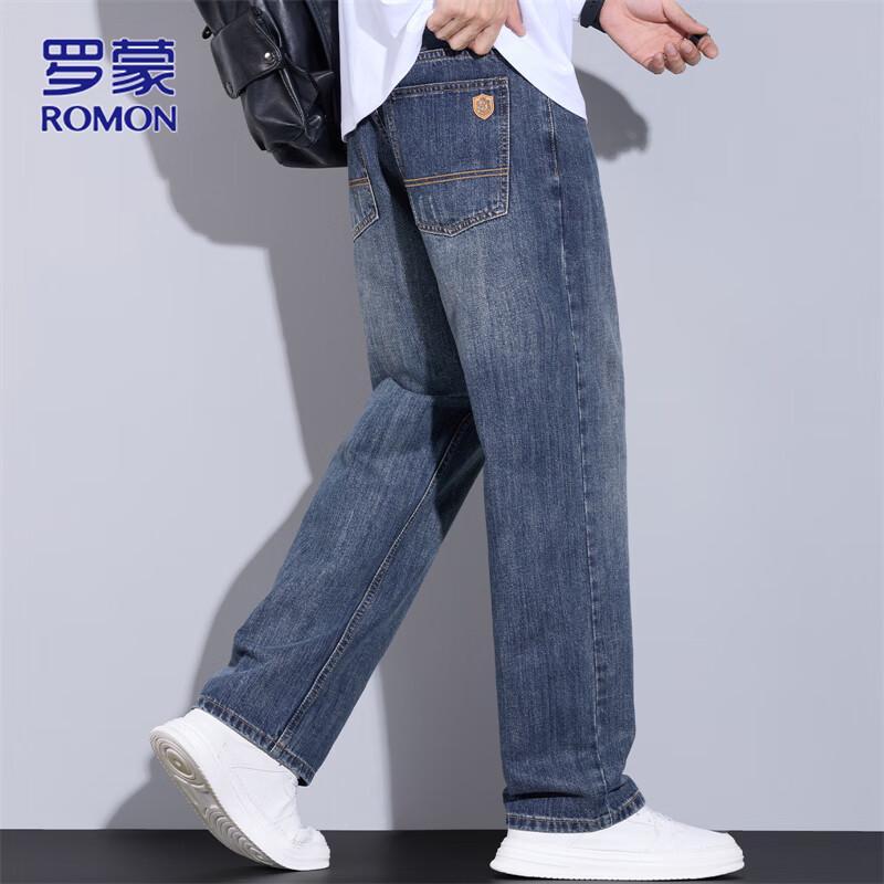 ROMON Men's Loose Fit Straight Leg Jeans