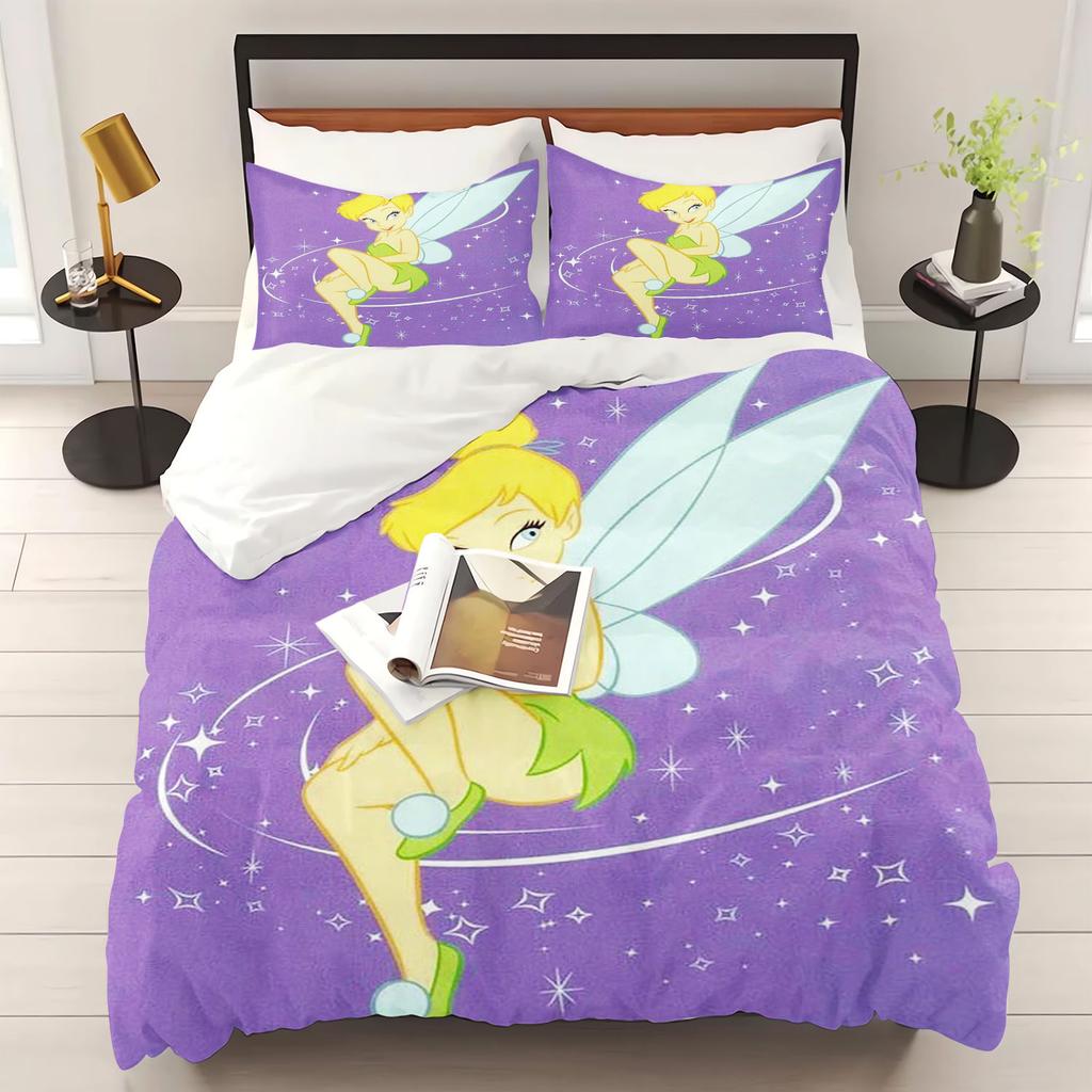 Elf Cartoon Tinkerbell Bettbezug Bettwäsche Set 100% Polyester Niedlich Bedruckt Hautfreundlich Atmungsaktiv Heimtextilien Anime