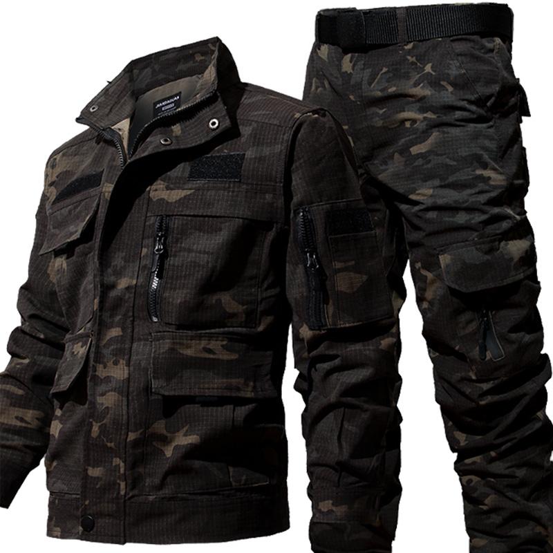 Men's Waterproof Set Snow Warmer Thickened Set Plus Size Sports Work Suit Jacket + Pants 2-piece Set