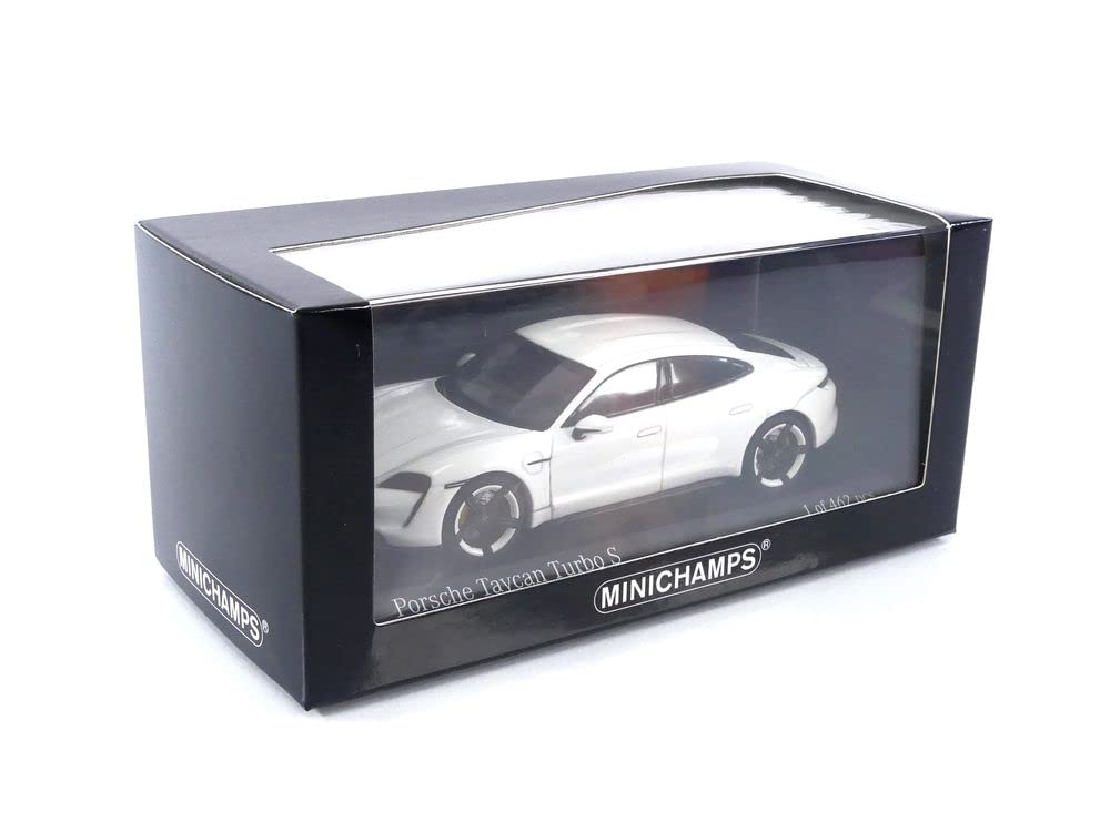MINICHAMPS Scale Porsche Taycan Turbo S 2020 White Metallic Finished Diecast Model Car 410068476 1/43
