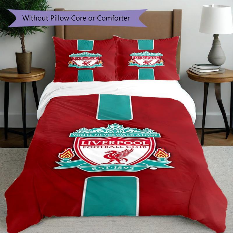 Set copripiumino 3 pezzi (1*Copripiumino + 2*Federe, Senza Nucleo),Set Biancheria da Letto con Stampa Liverpool F.C, Decorazione Camera da Letto, Per Tutte le Stagioni, Regalo di Compleanno