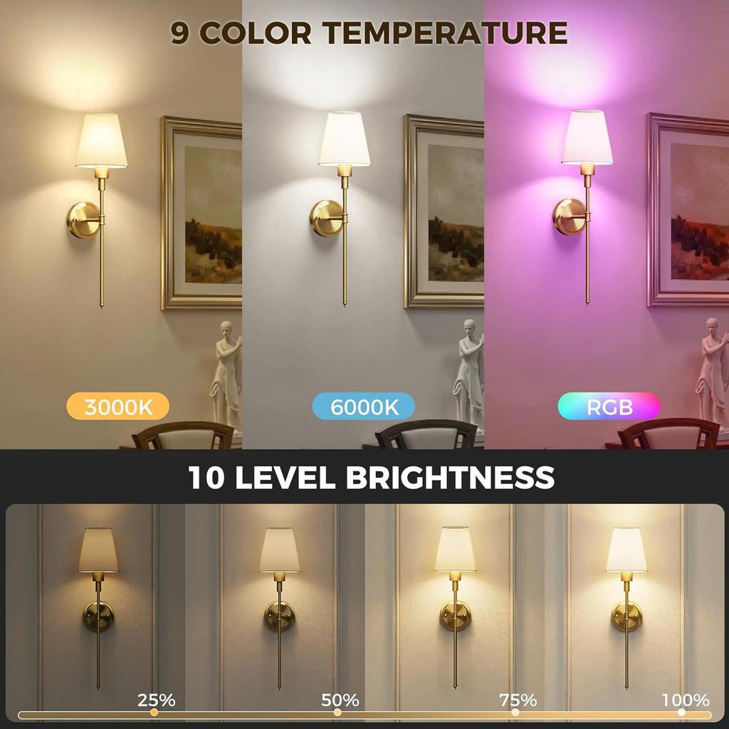 Nordic Wireless RGB Dimmable Ambiance Wall Lamp for Bedroom Sofa Stairs