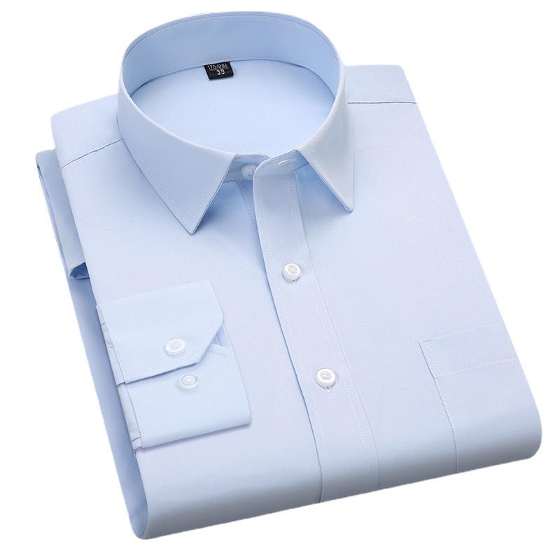 Men's Solid Color Long-Sleeve Business Shirt - Formal Workwear