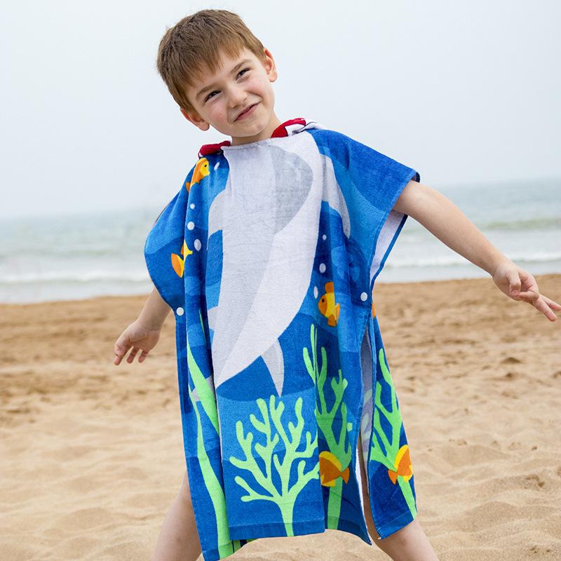 Peignoirs pour enfants Dessins animés populaires Peuvent être portés comme serviettes de bain Cape à capuche étendue en coton