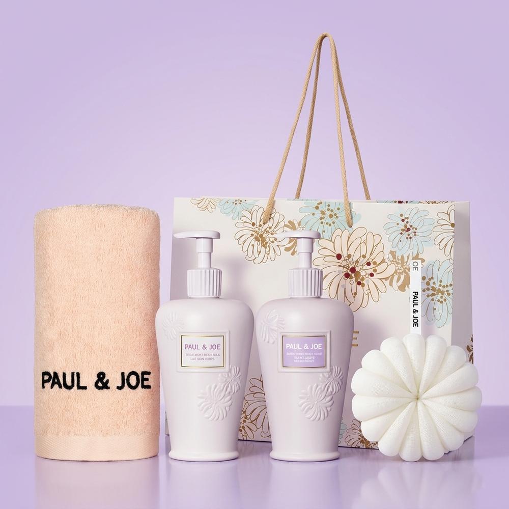 [Специальное предложение] Набор для тела Paul & Joe: Разглаживающее мыло для тела и молочко (Полотенце для лица + Мочалка + Подарочная коробка + Сумка для покупок)
