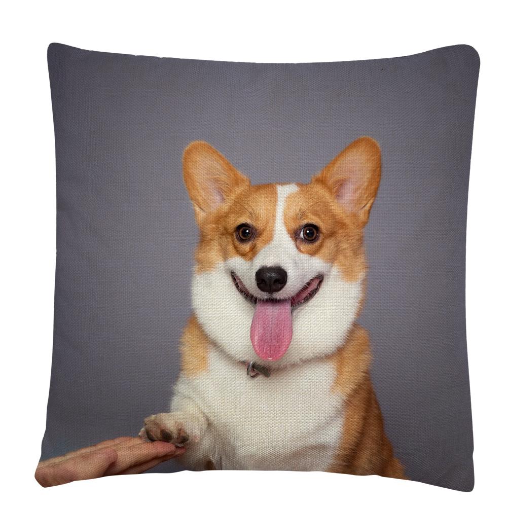 Kissenbezug mit Welpen-/Hunde-Kunstfoto-Muster, Polyester, Kissenbezug, Heim-Sofa-Auto-Dekor