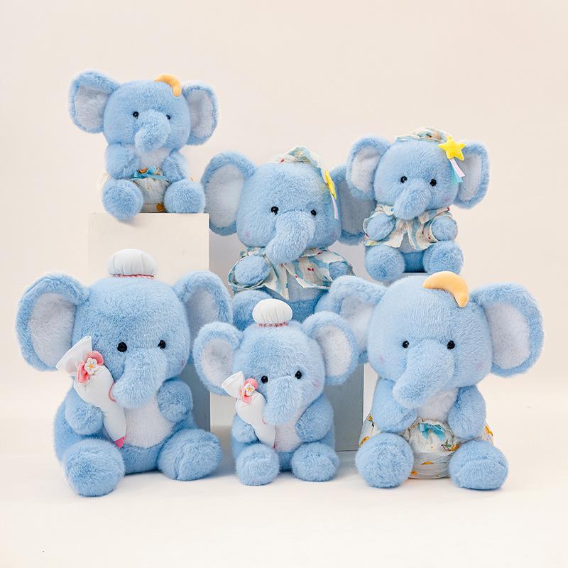 Blue Jiji Elephant Plush - Soothing Cloth Doll for Children's Sleep