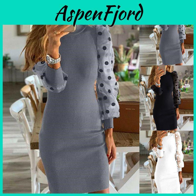 Eleganter Damen-Pünktchen-Pullover Mit Langen Netzgarn-Ärmeln Für Eine Schmeichelhafte Bodycon-Passform