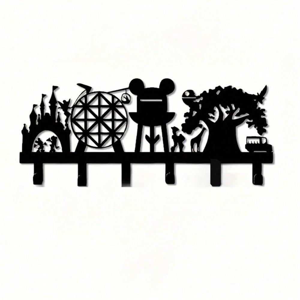 1 stk Nøkkelkroker med Zoo og Park Metallveggkunst - Moderne Hjemmedekor for Soverom, Stue eller Bad.