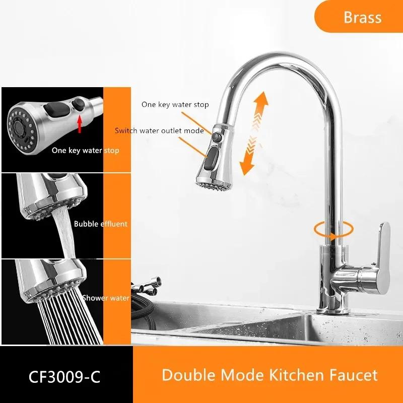 Black Kitchen Faucet Deck Installation Sink Faucet with Sprinkler Pull-Out Kitchen Mixer Tap 360° Rotatble Mixer Faucet