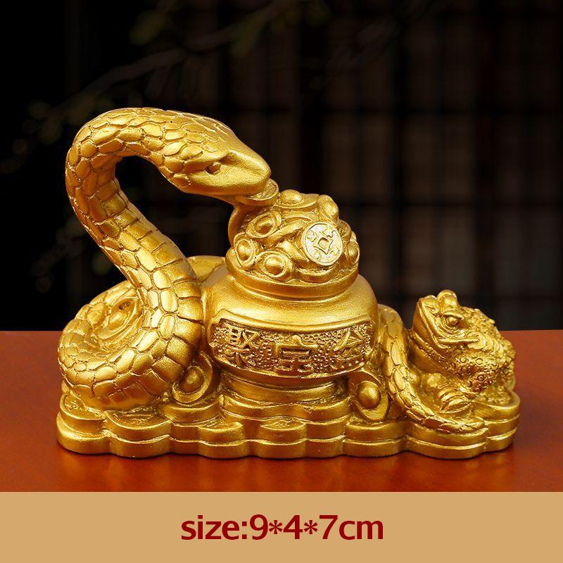 2025 Neujahr Gold Feng Shui Schlange Löwe Statue Figur Münze Geld Reichtum Glück Frühlingsfest Heimdekoration Kleine Ornament