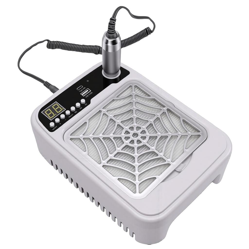 3 in 1 Nail Dust Collector with Drill Lamp 35000 RPM Drill 8 Speed Adjustable LED Display Nail Dust Collector for Home