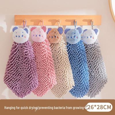 Cartoon- Schnelltrocknendes Chenille-Handtuch für Küche & Bad, Wandmontage & Wasserabsorbierend