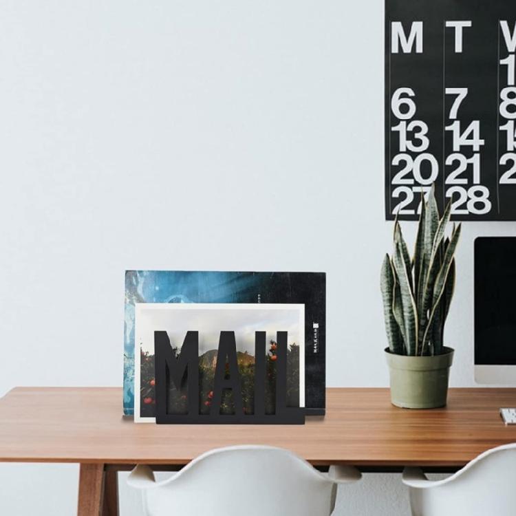 Portable Sturdy Iron Mail Holder for Desk Organization with Thick Sections and Modern Elegant Look Home Organization