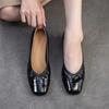 Johnature Square Toe Office Lady Pumps Genuine Leather Fashion Thick Heeled Slip-on Women's Shoes