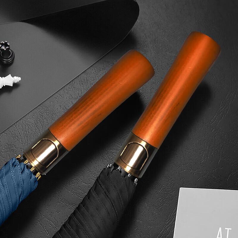 MAYDU Automatic Extra Large Straight Umbrella with Solid Wood Handle