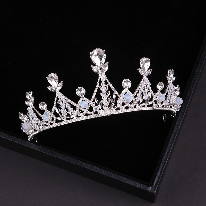 Korean Bridal Handmade Crown Princess Hair Accessories Large Crown Female Alloy Crystal Headdress