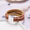Multilayer Brown Leather Bracelet For Women Fashion Creative Bohemian Handmade Woven Magnetic Clasp Bracelet Jewelry Gift