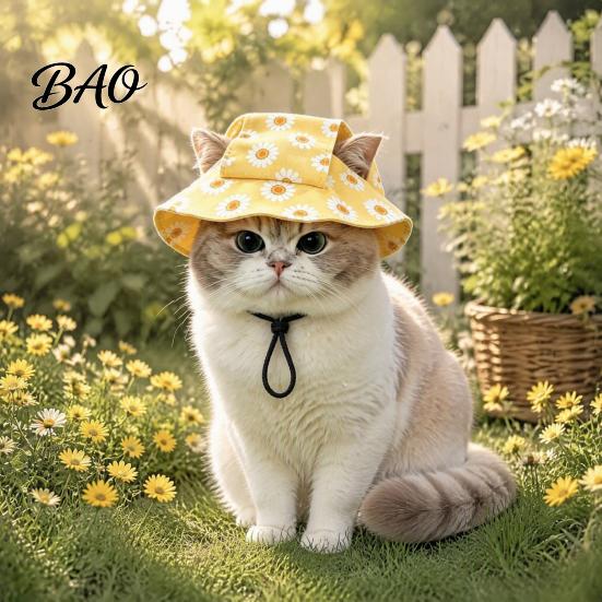Cat Hat for Outdoor Activities Beach Hat, Summer Cap with Ear Holes, Adjustable Pet Lightweight Sun Small Dogs Cats Protection Non Slip