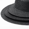 European, American Spring and Summer New Simple Light Board Black Straw Grass Flat Top Top Hat Sunscreen Sunshade Travel Flat Top Straw Hat