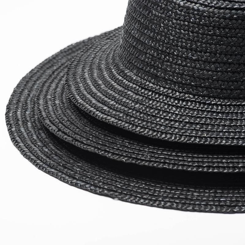 European, American Spring and Summer New Simple Light Board Black Straw Grass Flat Top Top Hat Sunscreen Sunshade Travel Flat Top Straw Hat
