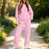 Women's Hooded Two Piece Sweatsuit Set with Pockets Casual Athletic Outfit for Fall Winter