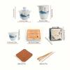 Ceramic Chinese Kung Fu Tea Set Suitable For Travel Camping Portable  Gaiwan Tea Tray With 4 Tea Cups Tea Infuser